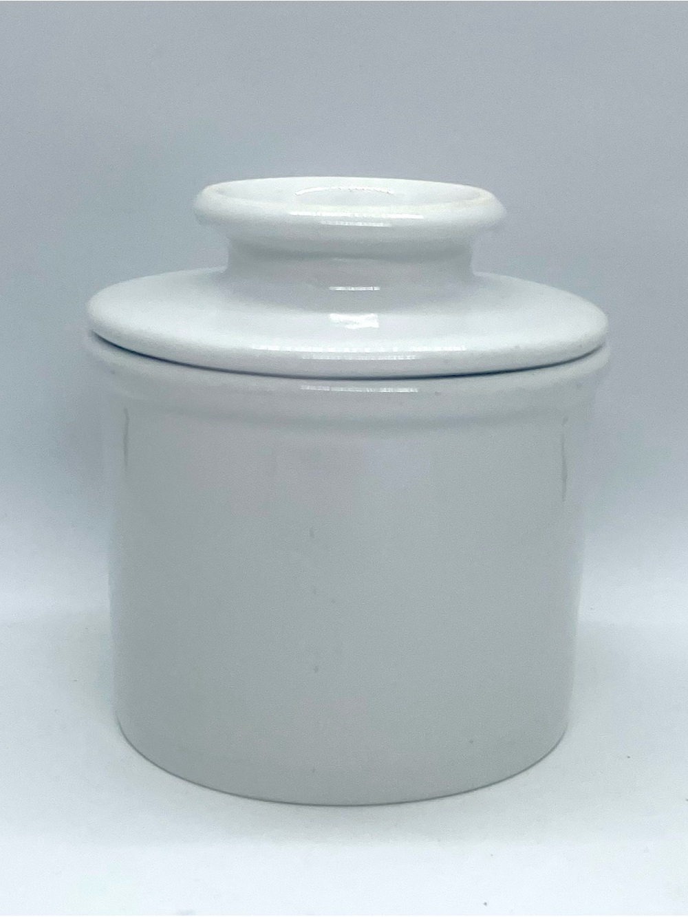 Vintage White Ceramic French Butter Bell Crock - Minimalist Kitchen Keeper